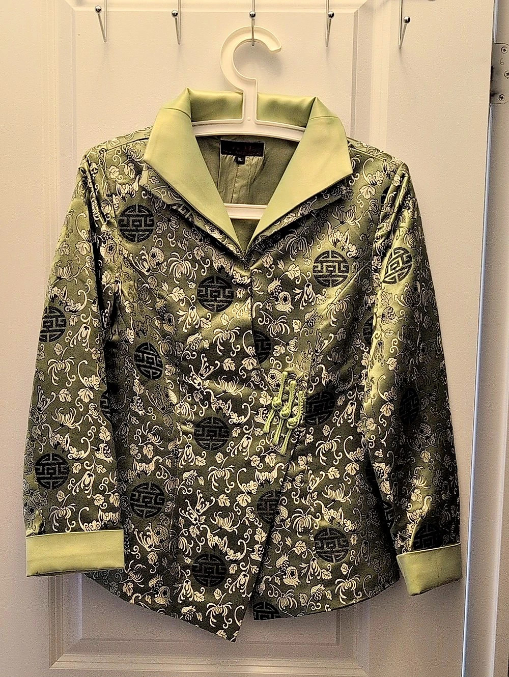 Floral Brocade Jacket in Green & Black Size XL